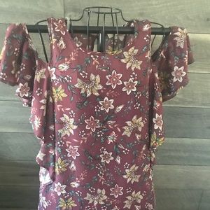 Floral cold shoulder dress
